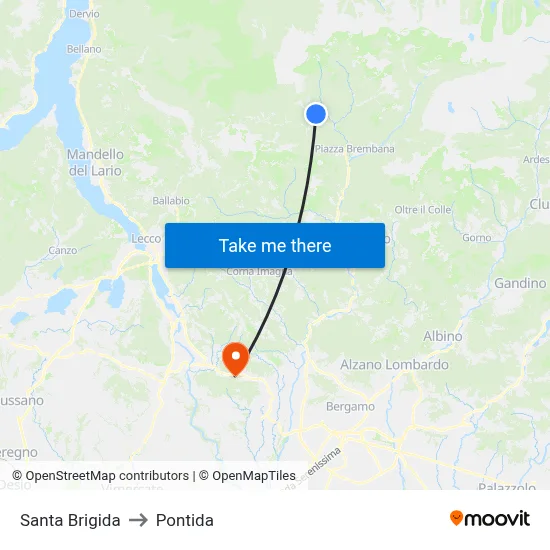 Santa Brigida to Pontida map