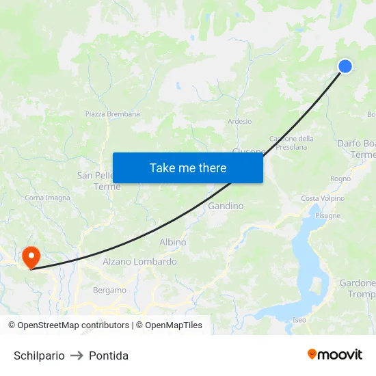 Schilpario to Pontida map