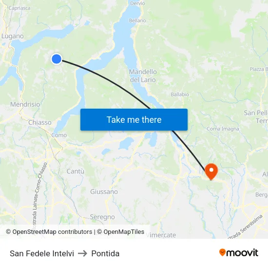 San Fedele Intelvi to Pontida map