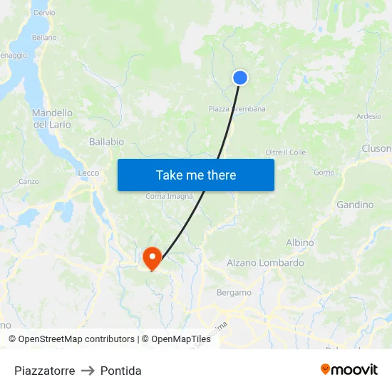 Piazzatorre to Pontida map