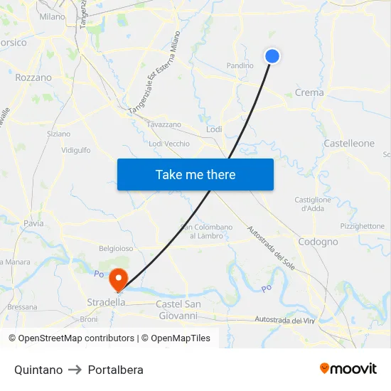 Quintano to Portalbera map