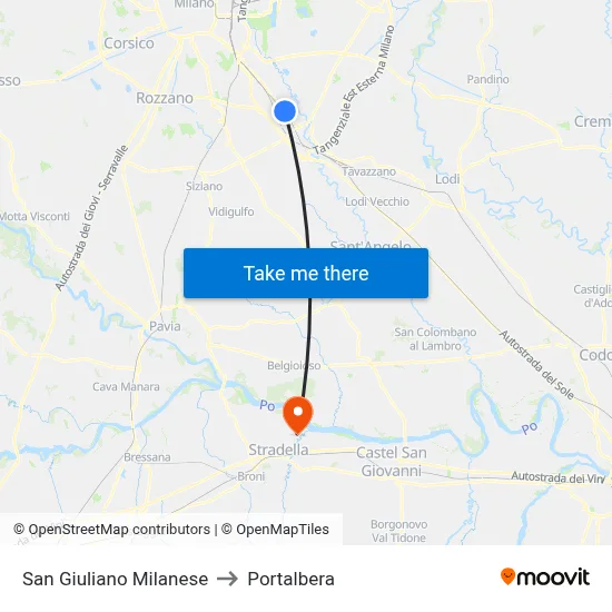 San Giuliano Milanese to Portalbera map