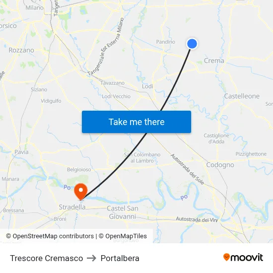 Trescore Cremasco to Portalbera map