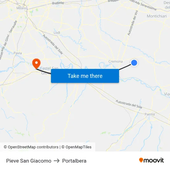 Pieve San Giacomo to Portalbera map