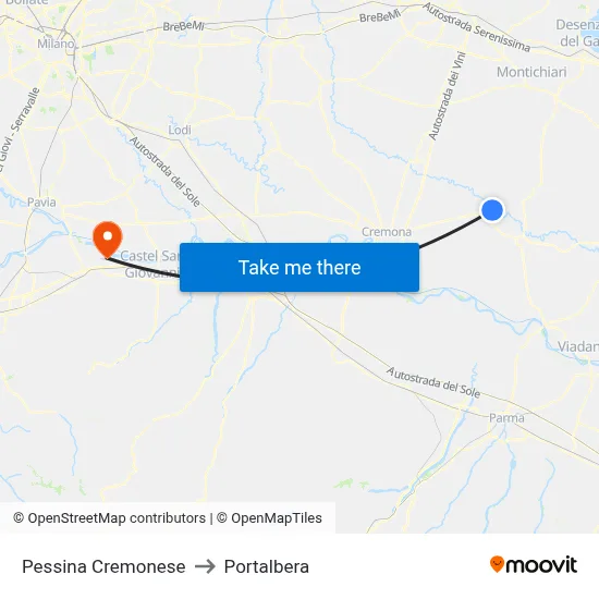 Pessina Cremonese to Portalbera map