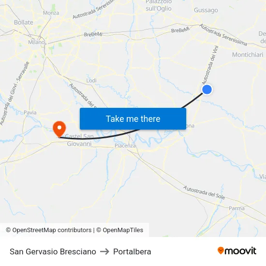 San Gervasio Bresciano to Portalbera map
