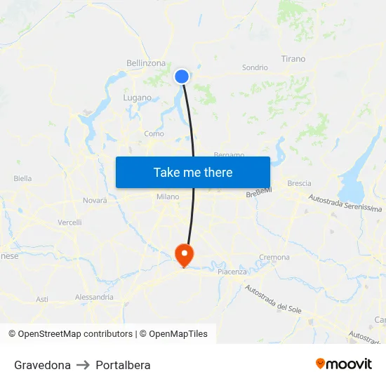 Gravedona to Portalbera map