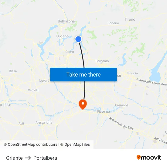 Griante to Portalbera map