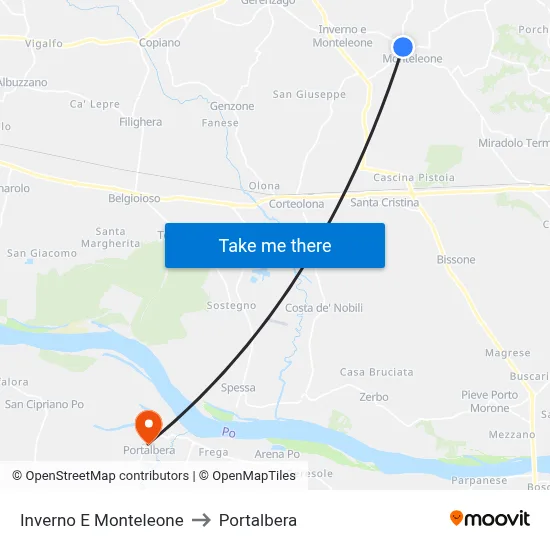 Inverno e Monteleone to Portalbera map