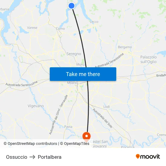 Ossuccio to Portalbera map