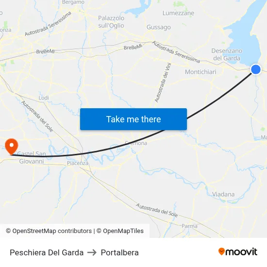 Peschiera Del Garda to Portalbera map