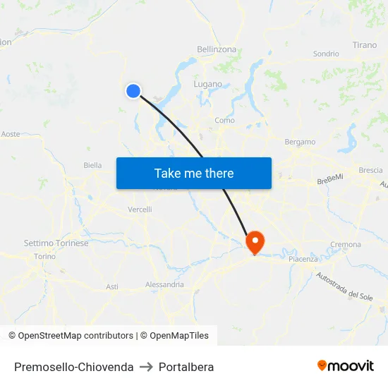 Premosello-Chiovenda to Portalbera map
