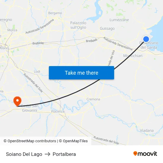 Soiano del Lago to Portalbera map