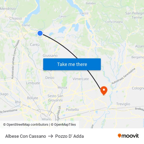 Albese Con Cassano to Pozzo D' Adda map