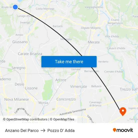 Anzano Del Parco to Pozzo D' Adda map