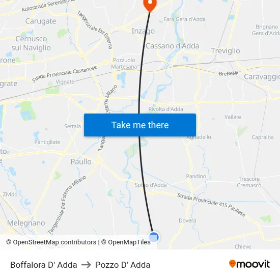 Boffalora D'Adda to Pozzo D' Adda map
