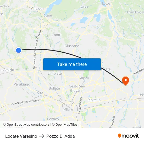 Locate Varesino to Pozzo D' Adda map
