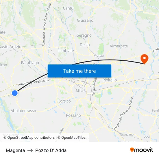 Magenta to Pozzo D' Adda map