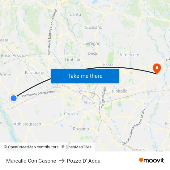Marcallo con Casone to Pozzo D' Adda map