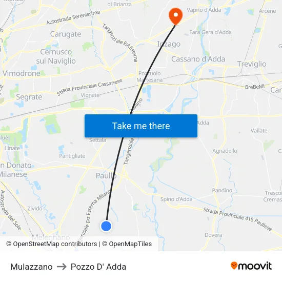 Mulazzano to Pozzo D' Adda map