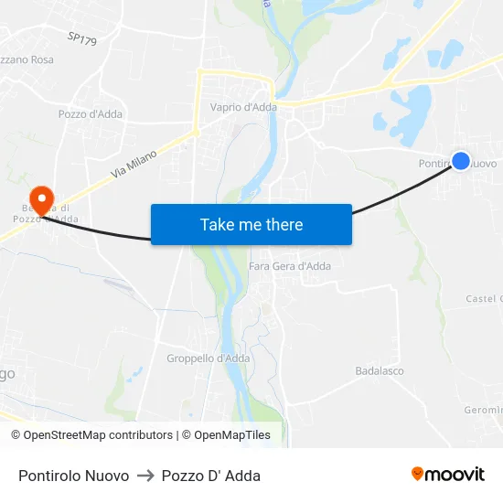 Pontirolo Nuovo to Pozzo D' Adda map