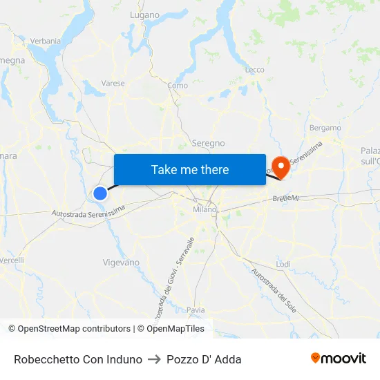 Robecchetto Con Induno to Pozzo D' Adda map