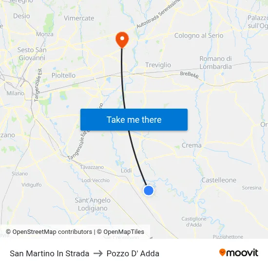 San Martino In Strada to Pozzo D' Adda map