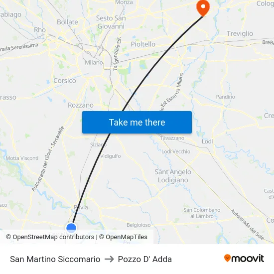 San Martino Siccomario to Pozzo D' Adda map