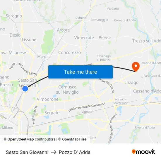 Sesto San Giovanni to Pozzo D' Adda map