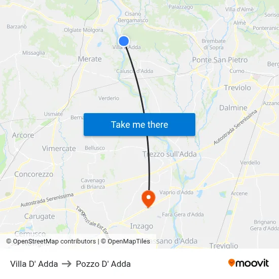 Villa D' Adda to Pozzo D' Adda map