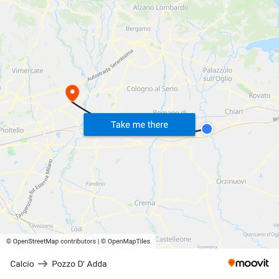 Soccer to Pozzo D' Adda map