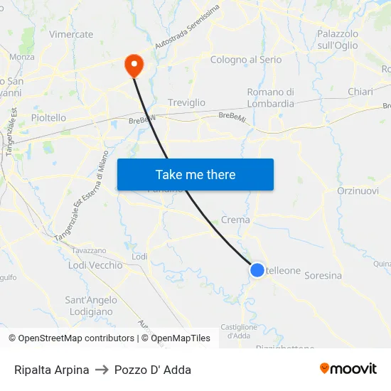 Ripalta Arpina to Pozzo D' Adda map