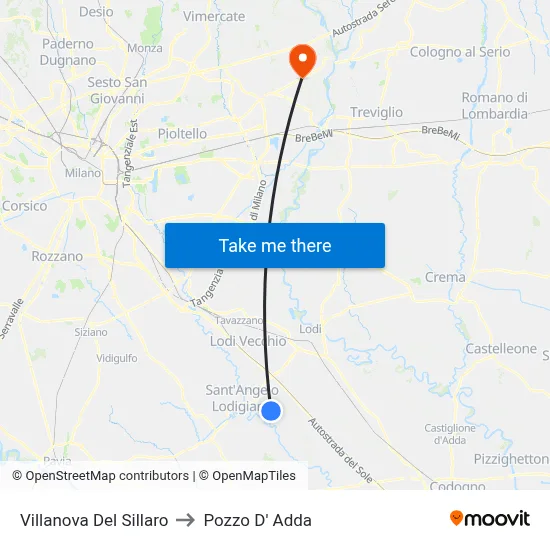 Villanova Del Sillaro to Pozzo D' Adda map