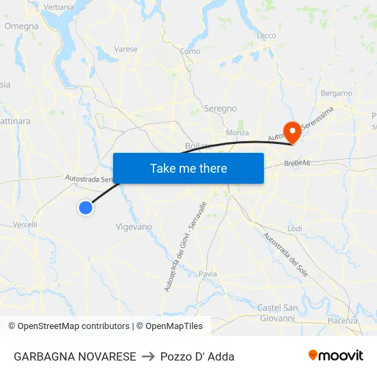 Garbagna Novarese to Pozzo D' Adda map