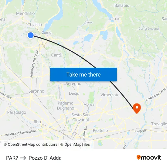 Parre to Pozzo D' Adda map
