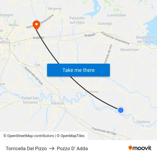 Torricella Del Pizzo to Pozzo D' Adda map
