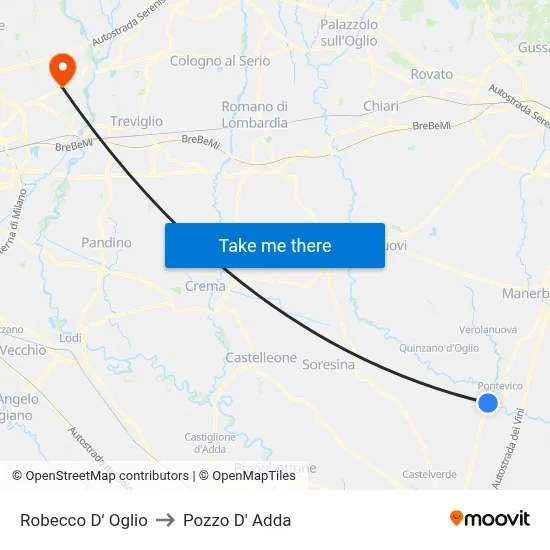 Robecco d'Oglio to Pozzo D' Adda map