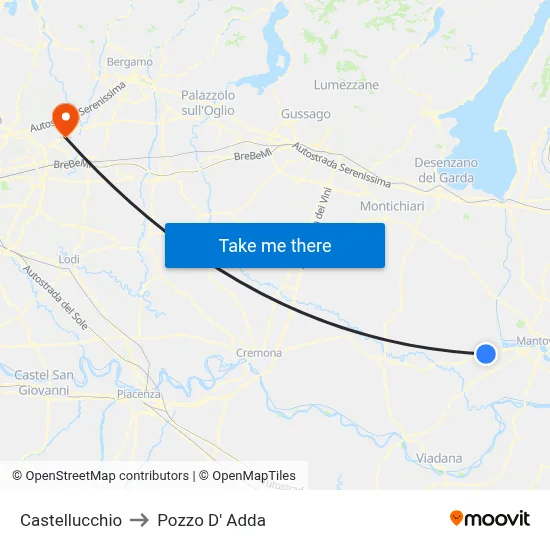 Castellucchio to Pozzo D' Adda map