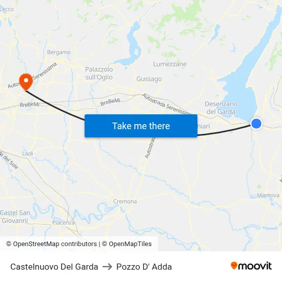 Castelnuovo Del Garda to Pozzo D' Adda map
