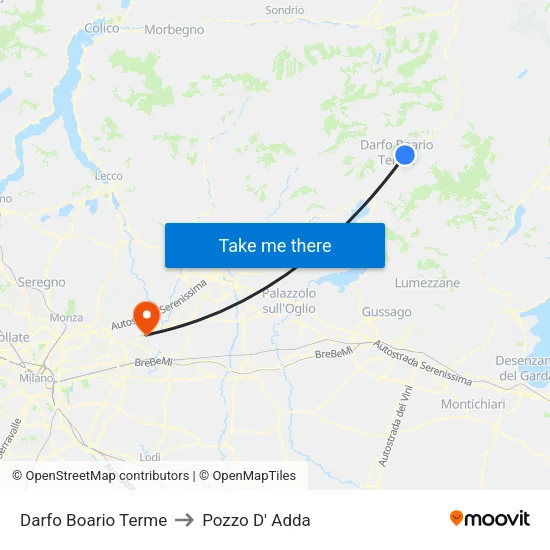 Darfo Boario Terme to Pozzo D' Adda map