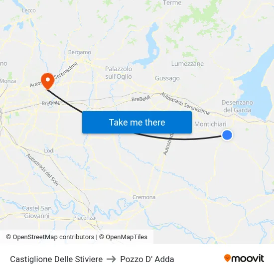 Castiglione Delle Stiviere to Pozzo D' Adda map