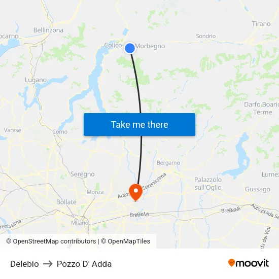Delebio to Pozzo D' Adda map