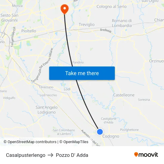 Casalpusterlengo to Pozzo D' Adda map