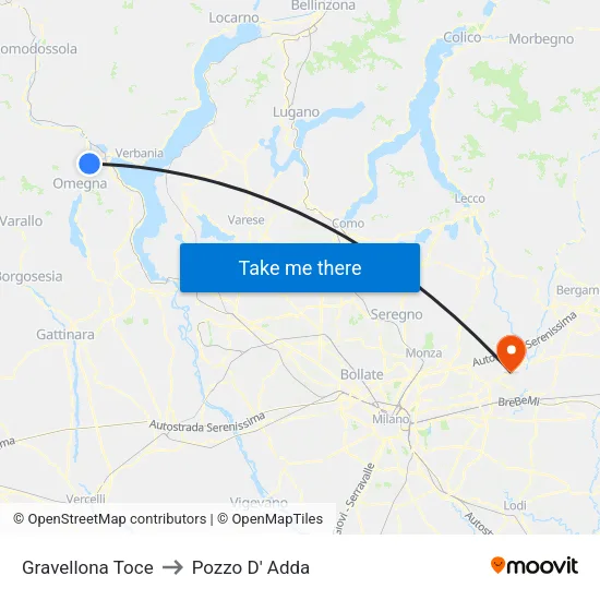 Gravellona Toce to Pozzo D' Adda map