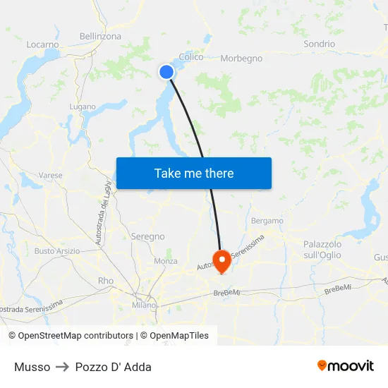Musso to Pozzo D' Adda map