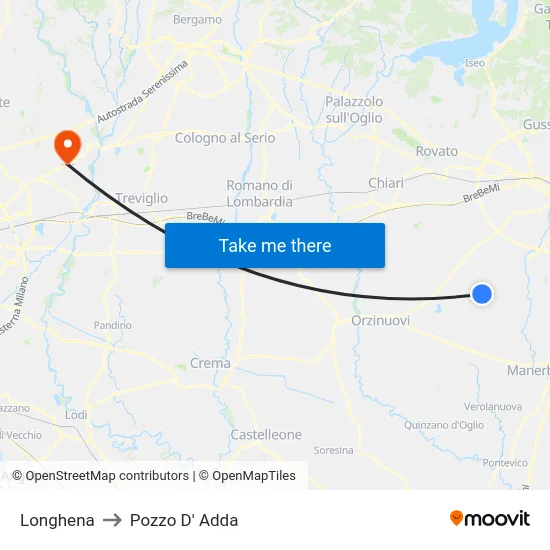Longhena to Pozzo D' Adda map