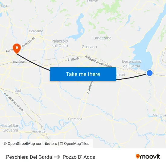 Peschiera Del Garda to Pozzo D' Adda map