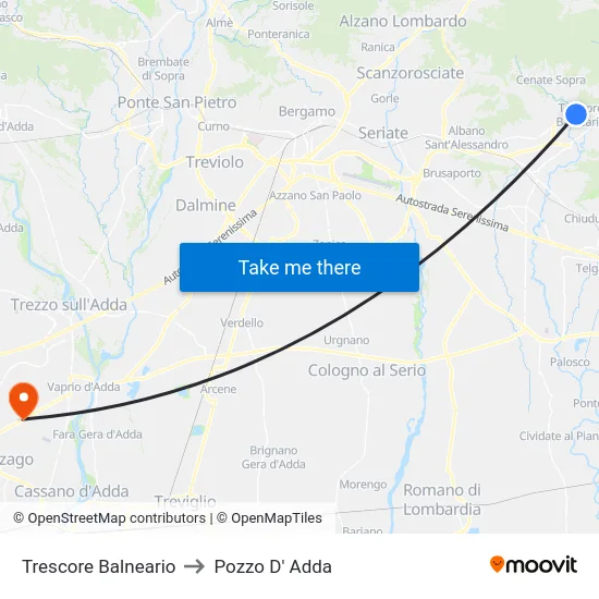 Trescore Balneario to Pozzo D' Adda map
