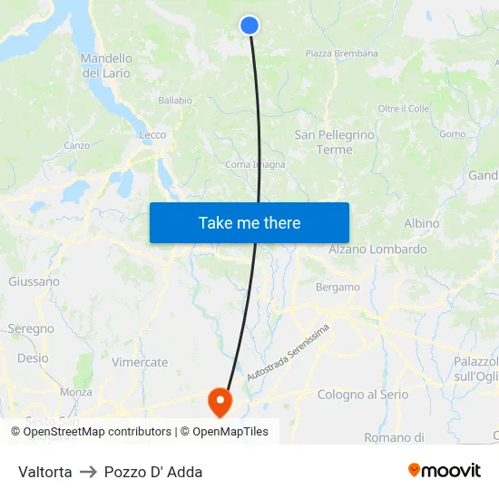 Valtorta to Pozzo D' Adda map