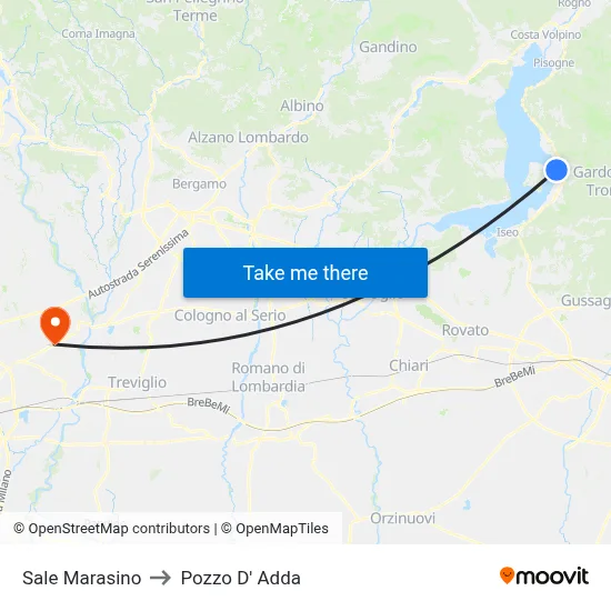Sale Marasino to Pozzo D' Adda map